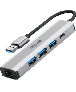 iggual Hub USB-A 5 puertos 3xUSB + RJ45 + tipo C